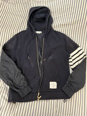 Thom Browne 4-Bar Zip Up Hoodie